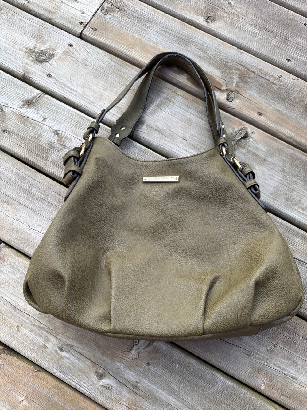 Poppy & Peonies Olive Green Hobo Shoulder Bag